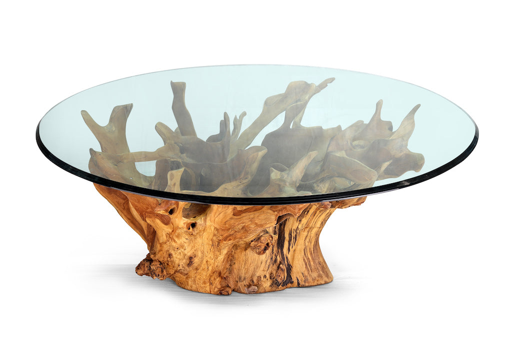 Sculpted Serenity Glass-Top Table