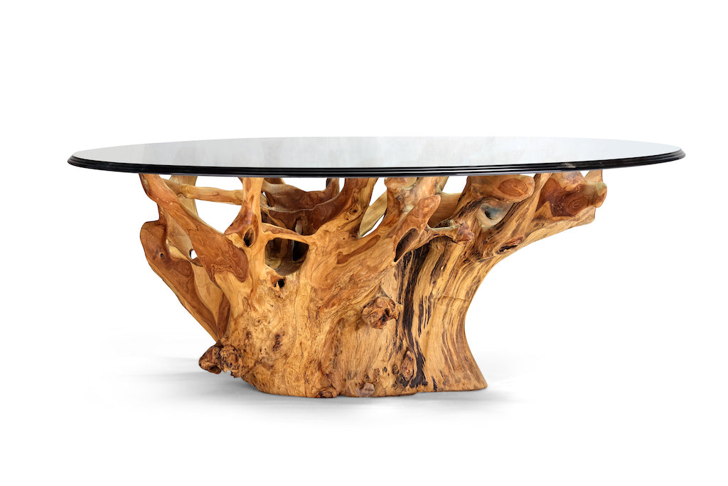 Sculpted Serenity Glass-Top Table